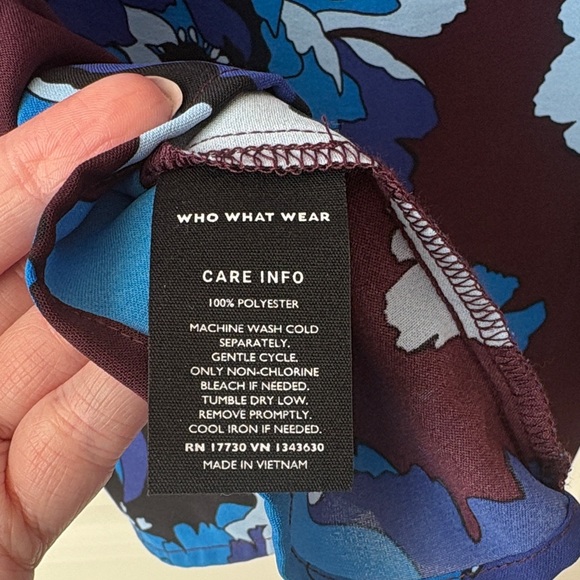 Who What Wear Blue Floral Long-Sleeve Blouse Size XL - Picture 8 of 8